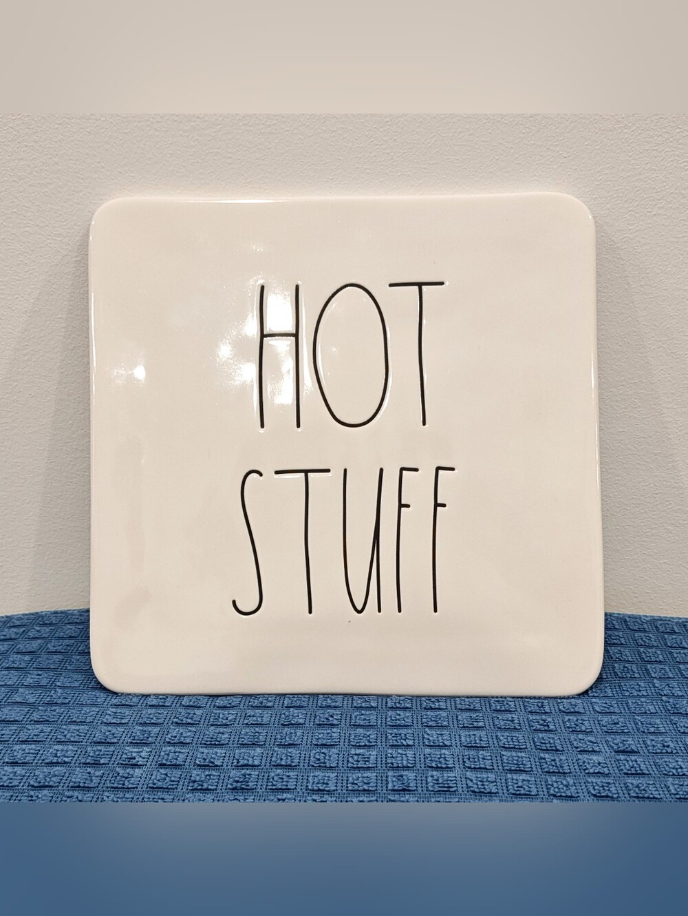 Rae Dunn Artisan Collection Hot Stuff Trivet Plate Kitchenware Ceramic